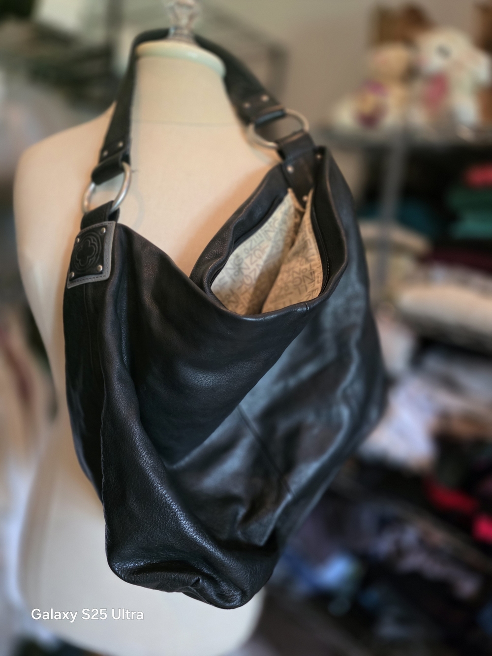 Ellington Black Leather Hobo Bag by ELLINGTON